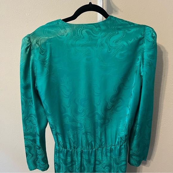 Vintage Teal Long Sleeve Dress - Picture 5 of 5
